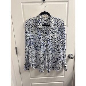 Cloth & Stone Anthropologie XL Blue Black Abstract Print Button Down Shirt